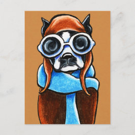 Boston Terrier Aviator Vykort