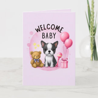 Boston Terrier Baby Grattis Kort