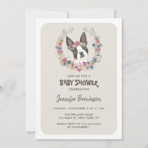 Boston Terrier Baby Shower Inbjudningar