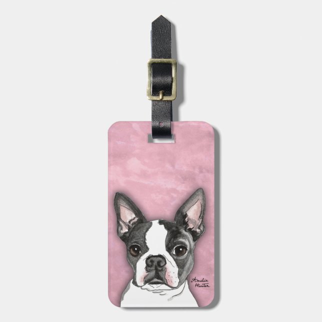 Boston Terrier Bagagebricka (Vertikal Framsida)