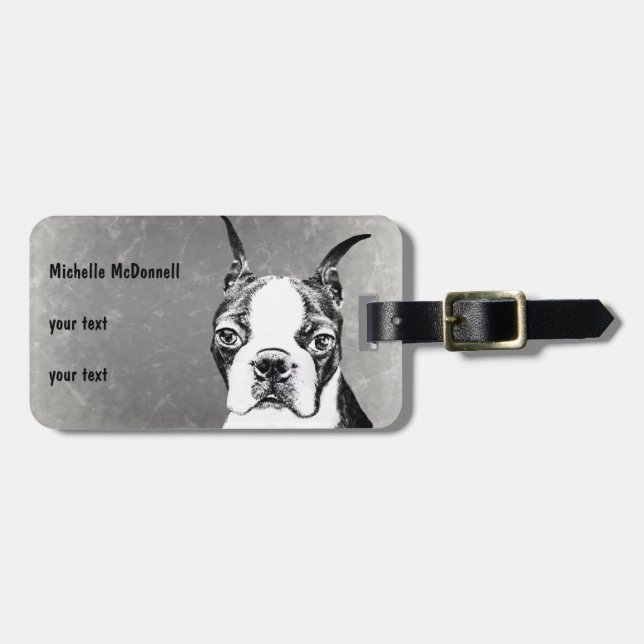 Boston Terrier Bagagebricka (Horisontell Framsida)