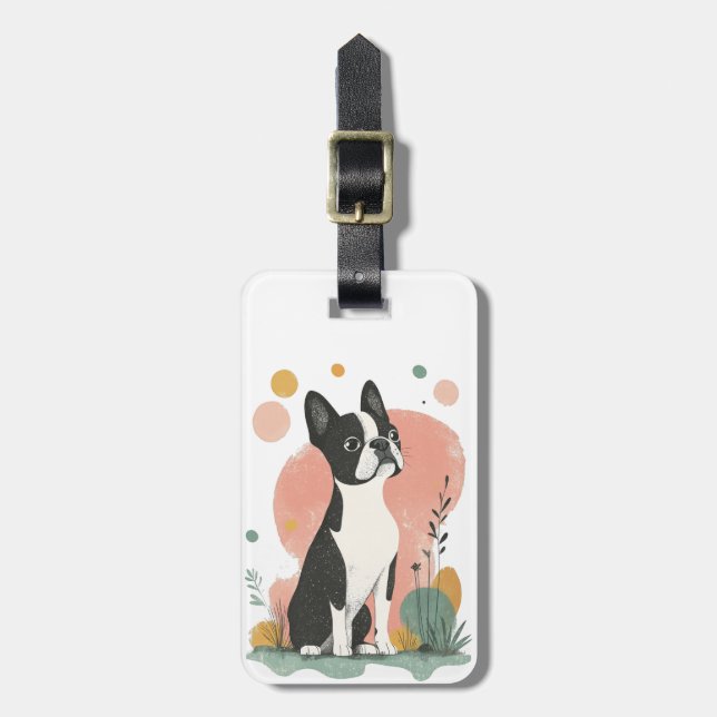 Boston Terrier Bagagebrickor (Vertikal Framsida)