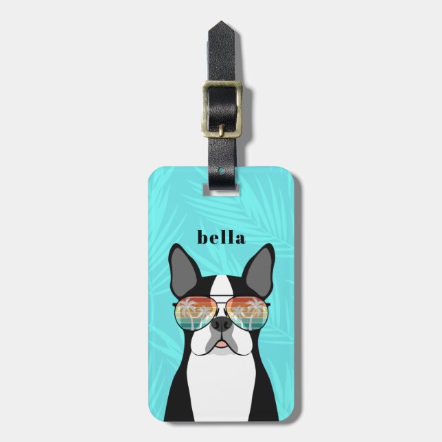 Boston Terrier Bagagebrickor (Vertikal Framsida)