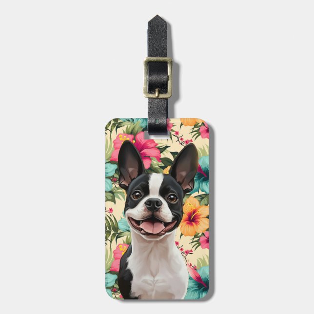 Boston Terrier Bagagebrickor (Vertikal Framsida)
