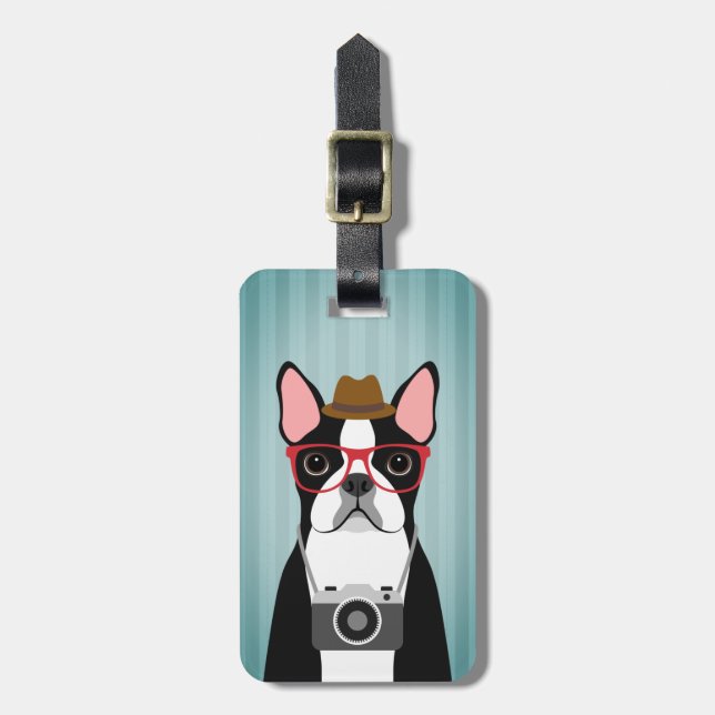 Boston Terrier Bagagebrickor (Vertikal Framsida)