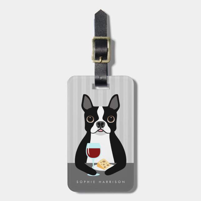 Boston Terrier Bagageetiketter Bagagebricka (Vertikal Framsida)