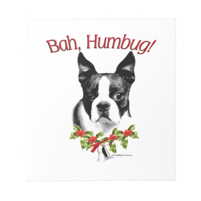 Boston Terrier Bah Humbug Anteckningsblock (Framsida)