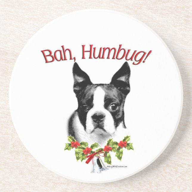 Boston Terrier Bah Humbug Underlägg (Framsidan)