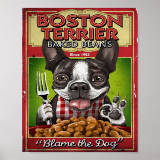 Boston Terrier Baked Beans Decor | Cooking Gift Poster