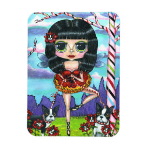 Boston Terrier Ballet Ballerina Fairy Big Öga Magnet