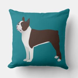 Boston Terrier Basic Customical med text och färg Kudde
