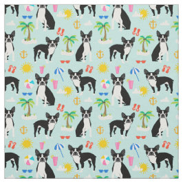 Boston Terrier Beach Fabric - sommarens hund Tyg
