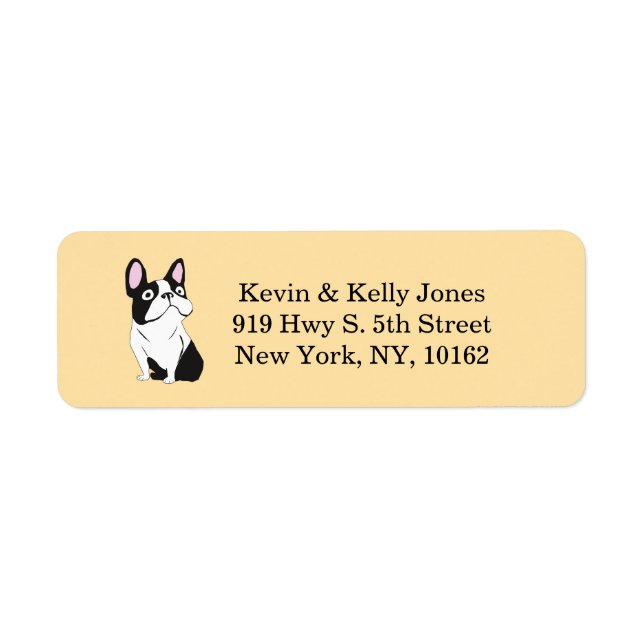 Boston Terrier beige Returadress Etikett (Framsidan)