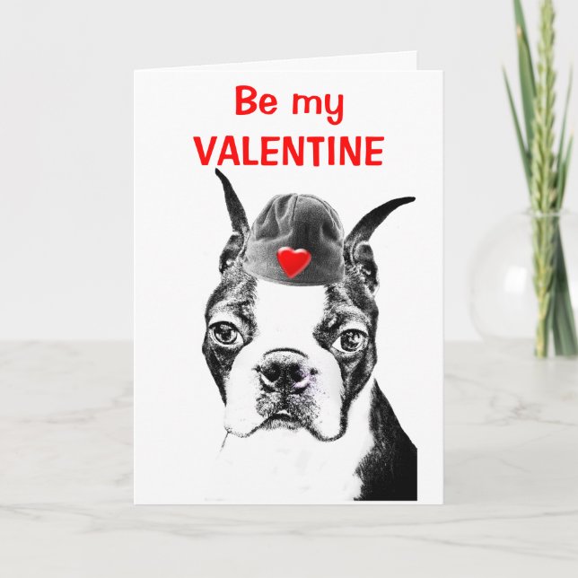 BOSTON TERRIER - beställnings- valentines daykort Helgkort (Framsida)