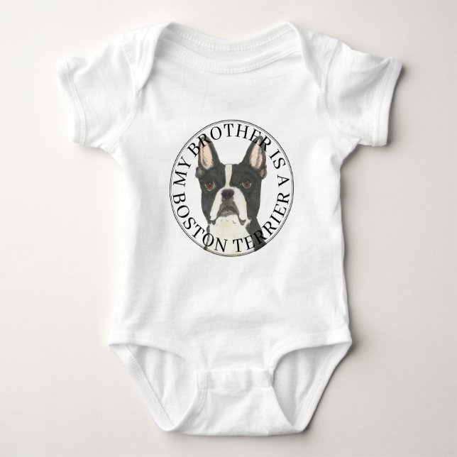Boston Terrier Big Brother T Shirt (Framsida)