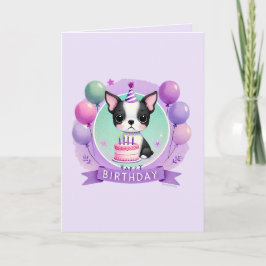 Boston Terrier Birthday Card Helgkort