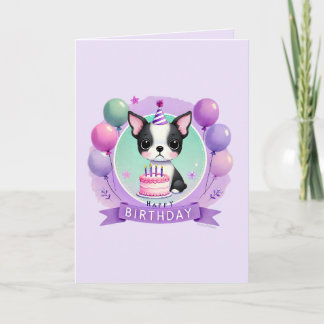 Boston Terrier Birthday Card Helgkort
