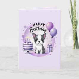 Boston Terrier Birthday Card Helgkort