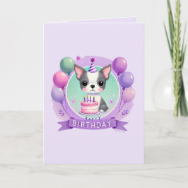Boston Terrier Birthday Card Helgkort