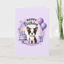 Boston Terrier Birthday Card