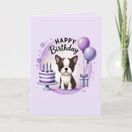 Boston Terrier Birthday Card Helgkort