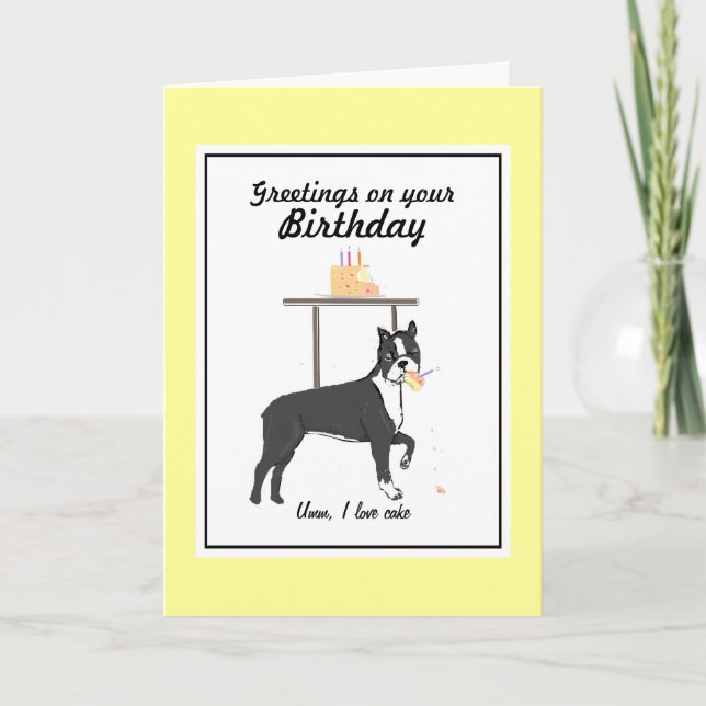 Boston Terrier Birthday kort (Framsida)