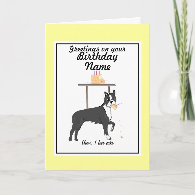 Boston Terrier Birthday-kort Ann namn front Kort (Framsida)