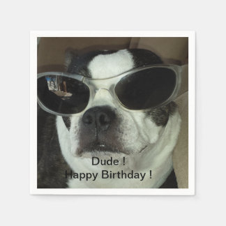 Boston Terrier Birthday Napkins Pappersservett