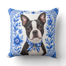 Boston Terrier Blå Chinoiserie Blommig Kastrull