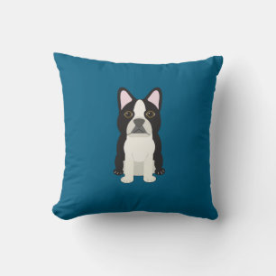 Boston Terrier blå Kudde