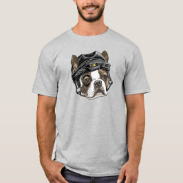 Boston Terrier Black Hockey Helmet T Shirt