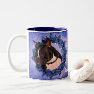 Boston Terrier Blommigt WAN Personlig Två-Tonad Mugg