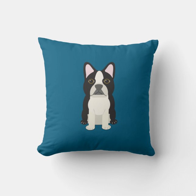 Boston Terrier blue Kudde (Framsida)