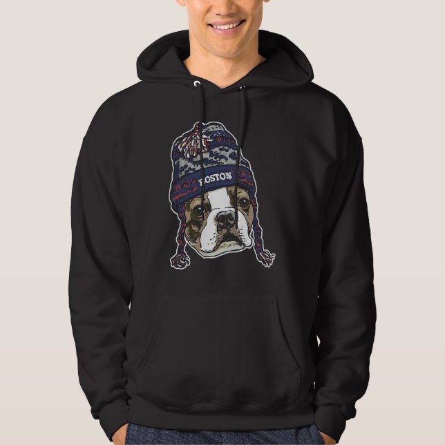 Boston Terrier Blue Sports Beanie Hoodie (Framsida)