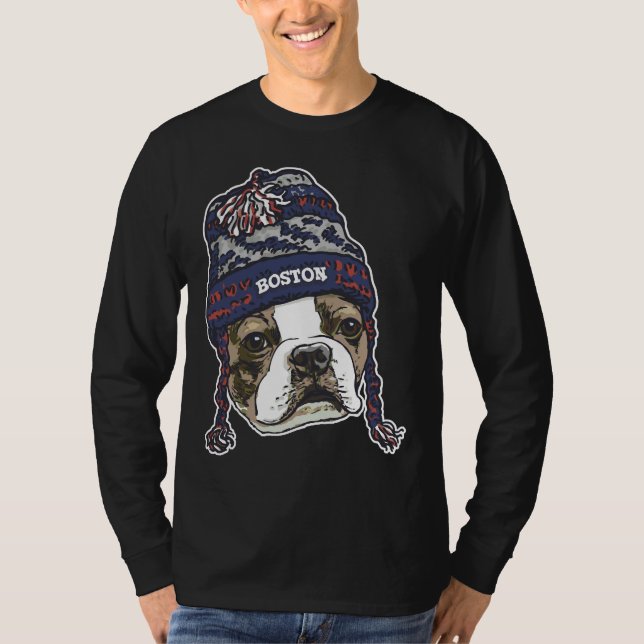 Boston Terrier Blue Sports Beanie T Shirt (Framsida)