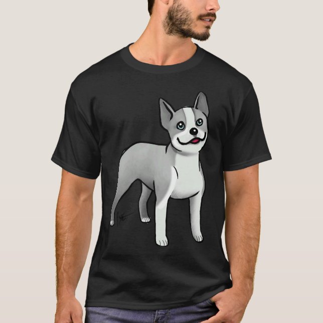 Boston Terrier Blue T Shirt (Framsida)