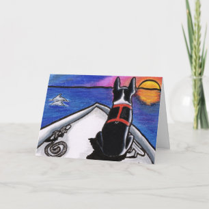Boston Terrier Boat Sunset Anpassningsbar Kort