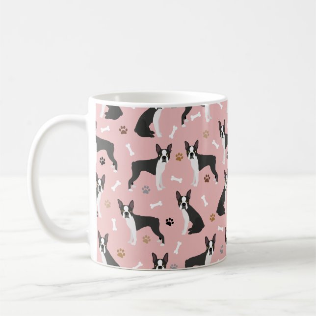 Boston Terrier Bones och Tass Coffee Mugg (Vänster)