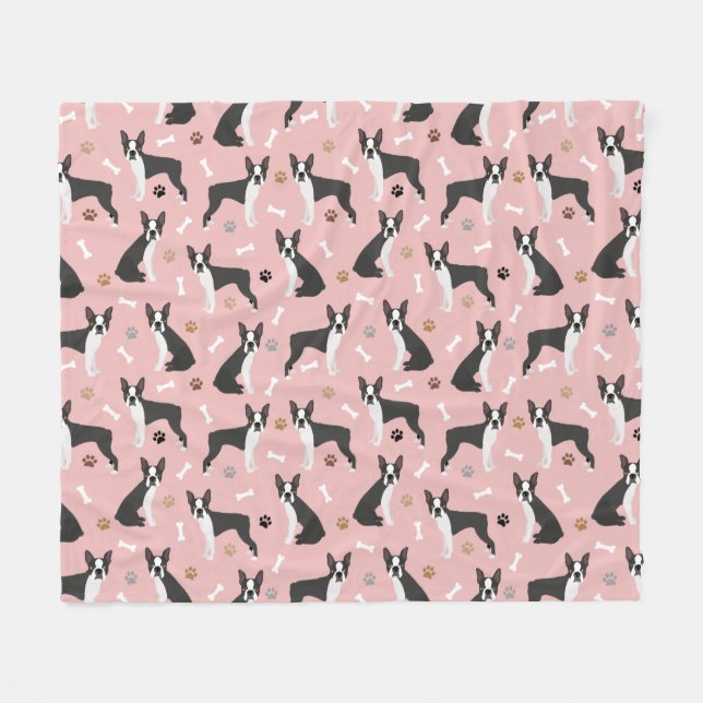 Boston Terrier Bones och Tass Fleece Blanket (Framsidan (Horisontell))