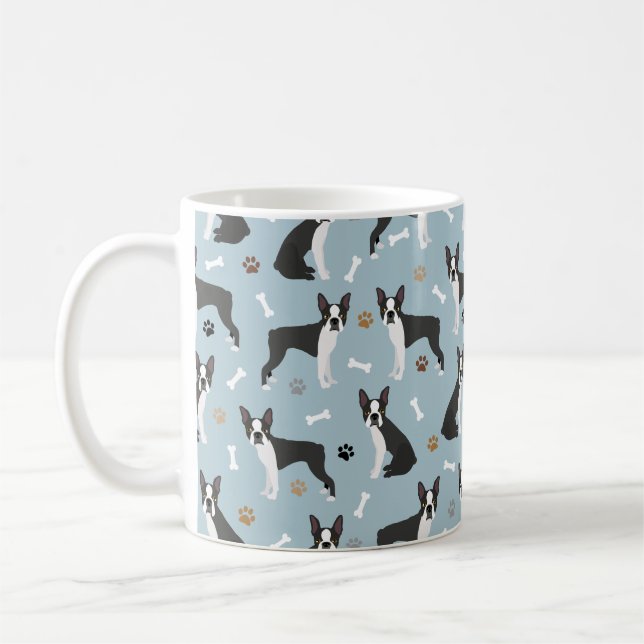 Boston Terrier Bones och Tass Kaffemugg (Vänster)