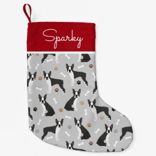 Boston Terrier Bones och Tass Liten Julstrumpa