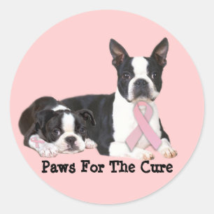 Boston Terrier Breast Cancer Sticker Runt Klistermärke