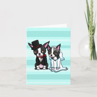 Boston Terrier Bride och Groom Kort