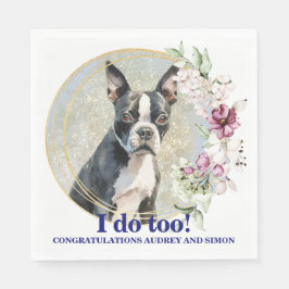 Boston Terrier Bröllop Napkins With Hundar Photo Pappersservett