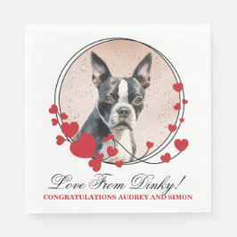 Boston Terrier Bröllop Napkins With Hundar Photo Pappersservett