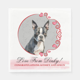 Boston Terrier Bröllop Napkins With Hundar Photo Pappersservett