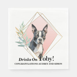 Boston Terrier Bröllop Napkins With Hundar Photo Pappersservett