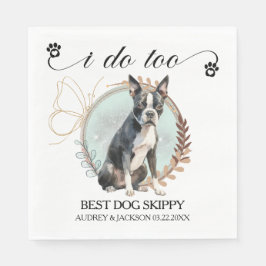Boston Terrier Bröllop Napkins With Hundar Photo Pappersservett