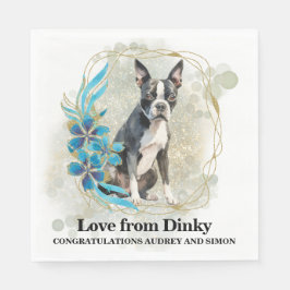 Boston Terrier Bröllop Napkins With Hundar Photo Pappersservett