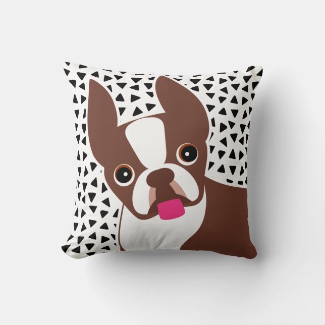 Boston Terrier Brown eller Red Jackat Hund Kudde (Framsida)